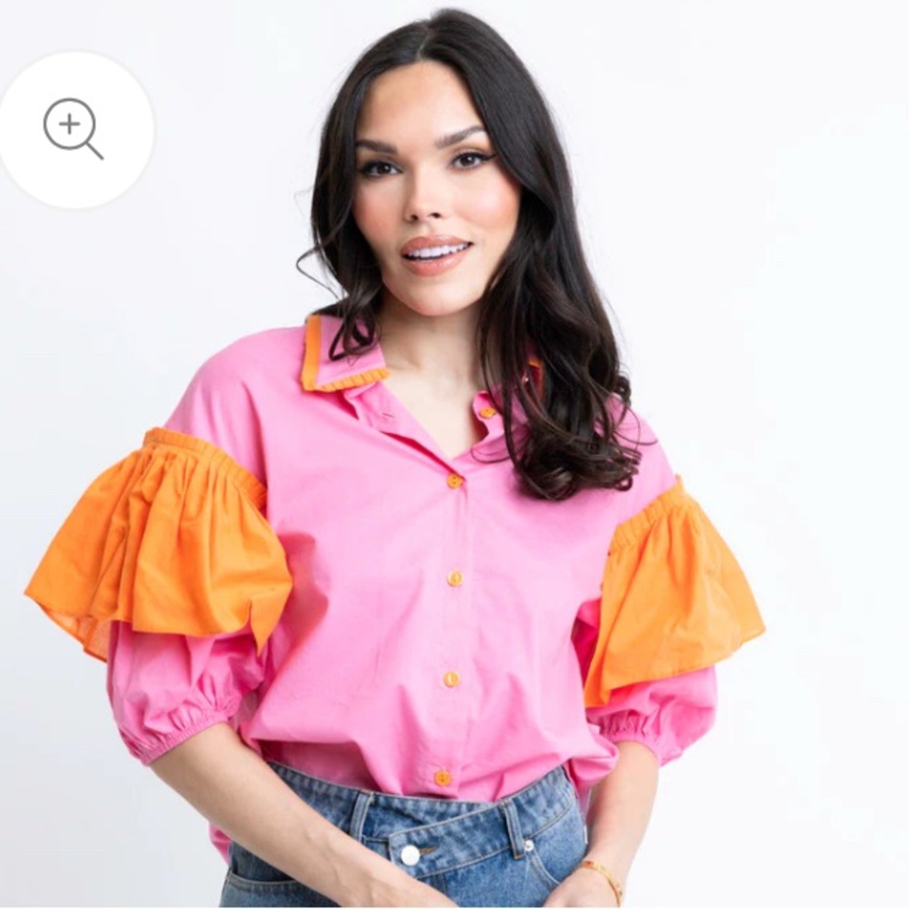 Karly Ruffle Colorblock Top Sz MED
